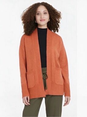 A New Day Women's Open Front Cardigan Pockets Size Small Burnt Orange